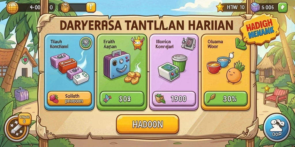 Tampilan utama game dengan berbagai pilihan slot.